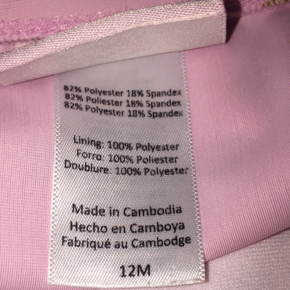 Floatimini Infant Girls Rash Guard Swim Suit 12 Months Pink with Gold Hearts - Picture 13 of 14